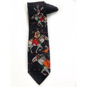 Looney Tunes Mania Christmas Horses Bugs Bunny Daffy Duck Taz Cartoon Necktie
